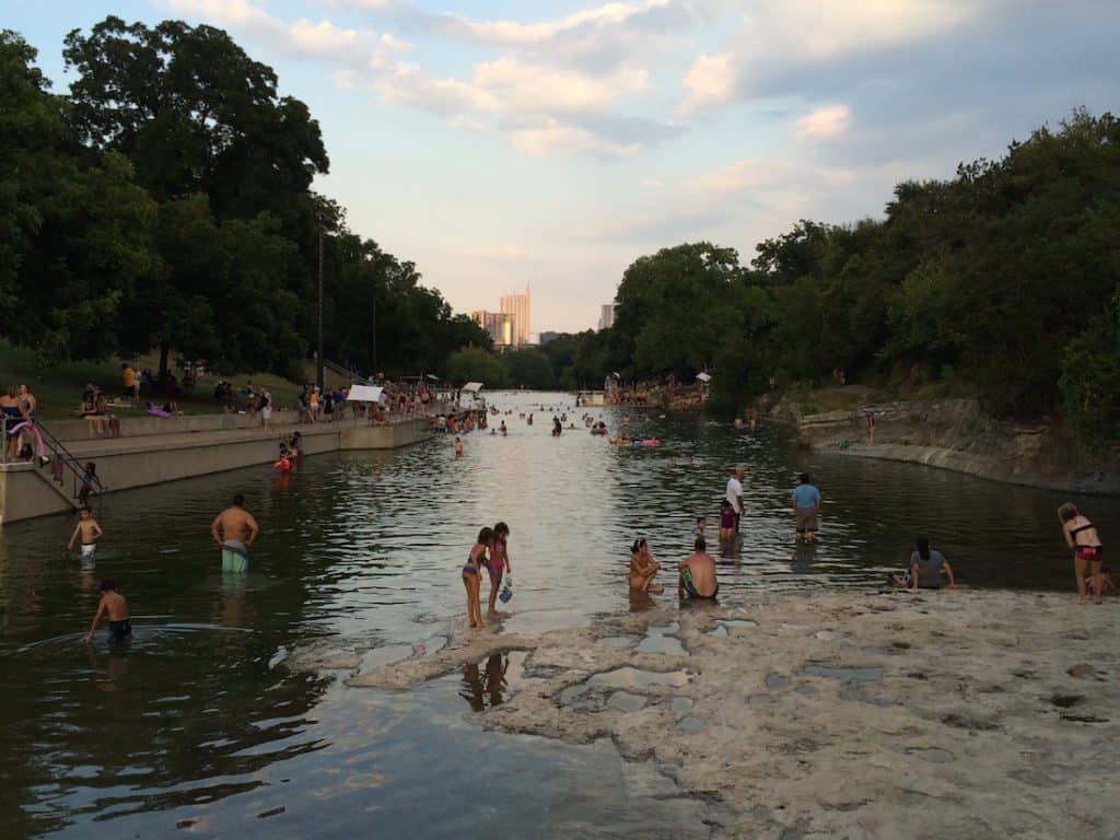 Barton Springs Pool offers a spring-fed pool in the center of Austin.