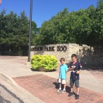 The carful of kids outside the Cameron Park Zoo in Waco waiting for it to open. Texas family travel