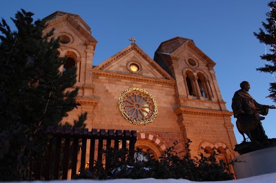 The Cathedral Basilica of St. Francis of Assisi next the the Santa Fe Plaza adds to the ambience I love.
