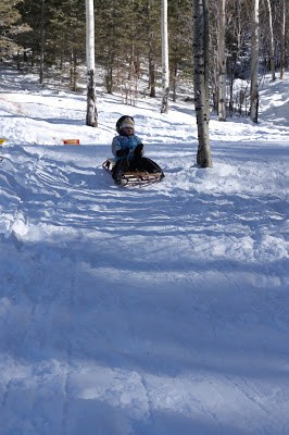 Looking for a free sledding near Santa Fe, I found it with year-round toilets and a picnic table.