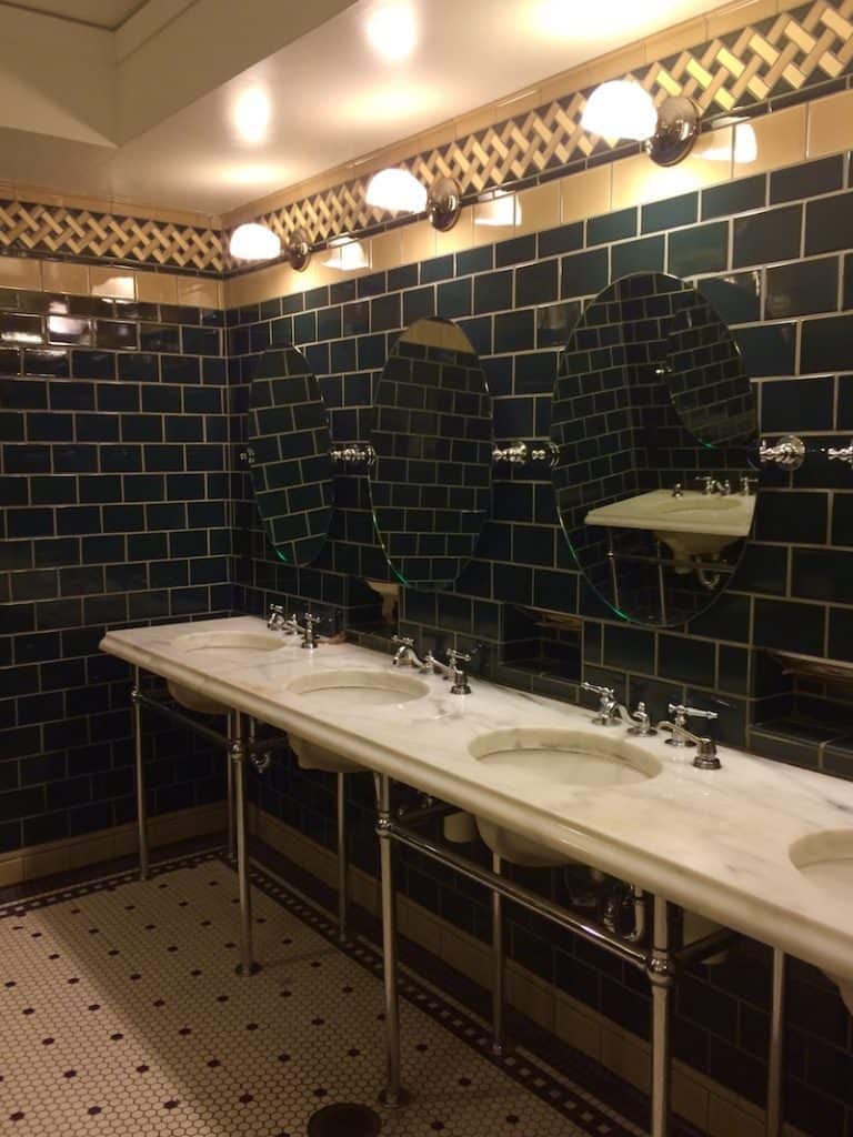 The shared bathrooms at Old Faithful Inn. Old Faithful Inn with Kids. 