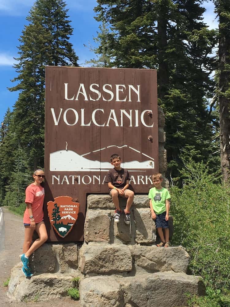 Take a park sign pic, what to do in Lassen National Park with kids. 