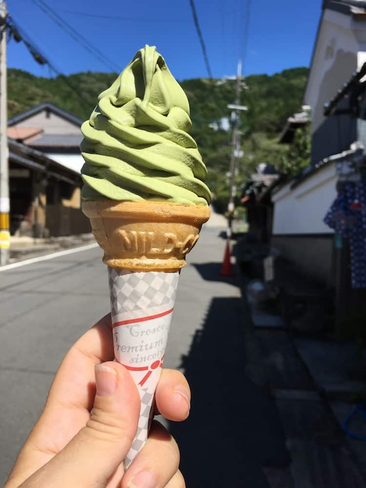 Matcha Ice Cream cone. Japanese snacks you must try.
