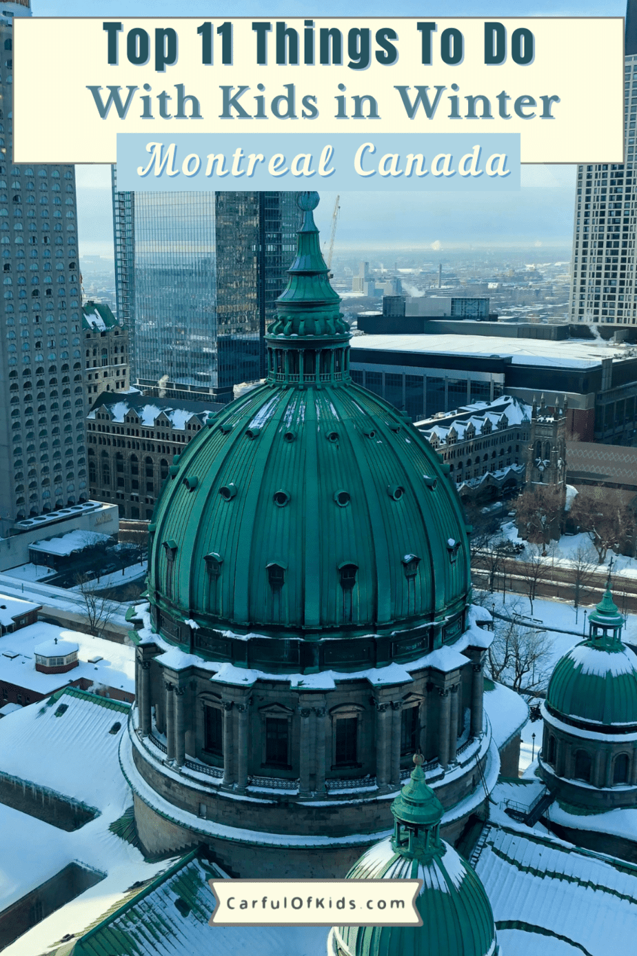 Spend a perfect winter day in Montreal during the winter with kids. Start with breakfast at a bakery in Montreal. Go to an outdoor ice rink or find a sled hill. Or spend the day in one of Montreal's museums. Follow up with a cup of tea and end the day at one of Montreal's winter festivals. Top Things to do with kids in Montreal in the winter #Montreal #Canada 