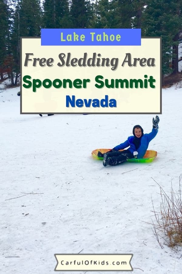 Kids love Sledding and Moms love Free! Here's a secret sledding hill near Lake Tahoe and Carson City in Nevada that offers both. Where to take kids sledding in Lake Tahoe | Free Sledding Spot in Nevada #SledHill #LakeTahoe