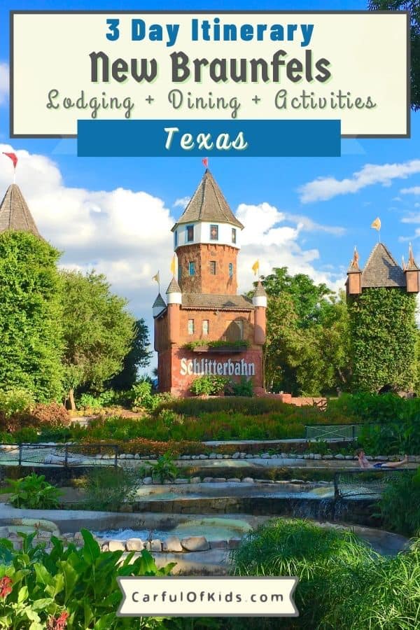 Explore a quaint German-Inspired town in-between San Antonio and Austin for a long weekend of family fun. Get all the details like where to stay, where to eat and what to do when visiting New Braunfels, Texas. Where to go in Central Texas for the weekend | 3 Day Itinerary for New Braunfels #Texas #NewBraunfels 