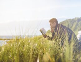 Man reading in nature
