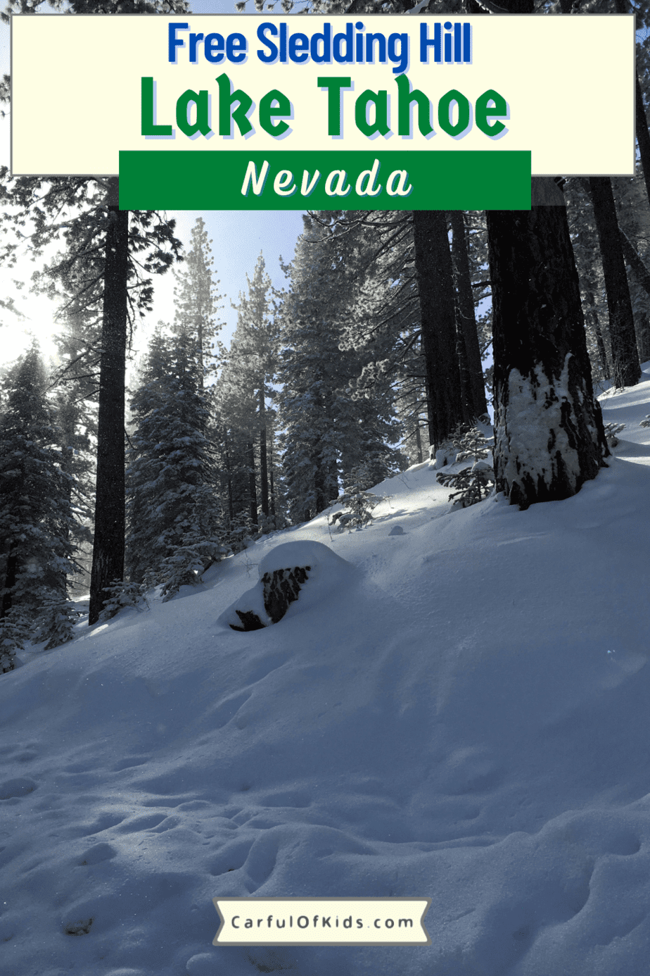 Kids love Sledding and Adults love Free! Here's a secret sledding hill near Lake Tahoe and Carson City in Nevada that offers both. Where to take kids sledding in Lake Tahoe | Free Sledding Spot in Nevada  #LakeTahoe