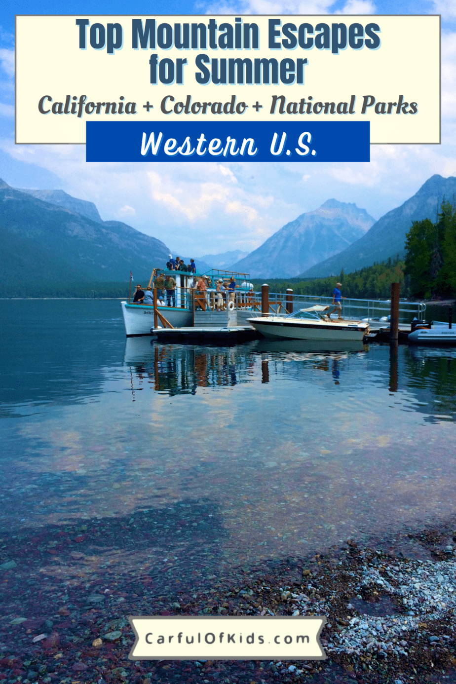 Plan an summer escape to the mountains of the western U.S. and find pristine lakes, evergreen covered mountains along with some surprises like glaciers and temperate rain forests. With activities like hiking, boat cruises and star gazing, enjoy a day or a week in a Western Mountain Destination. There's even a range of lodging choices from primiative camping to luxurious vacation homes to meet your levels of comfort. Best Montain Getaway for Families | Where to go to see Mountains | Best National Parks with Mountains #Mountains #FamilyTrips 