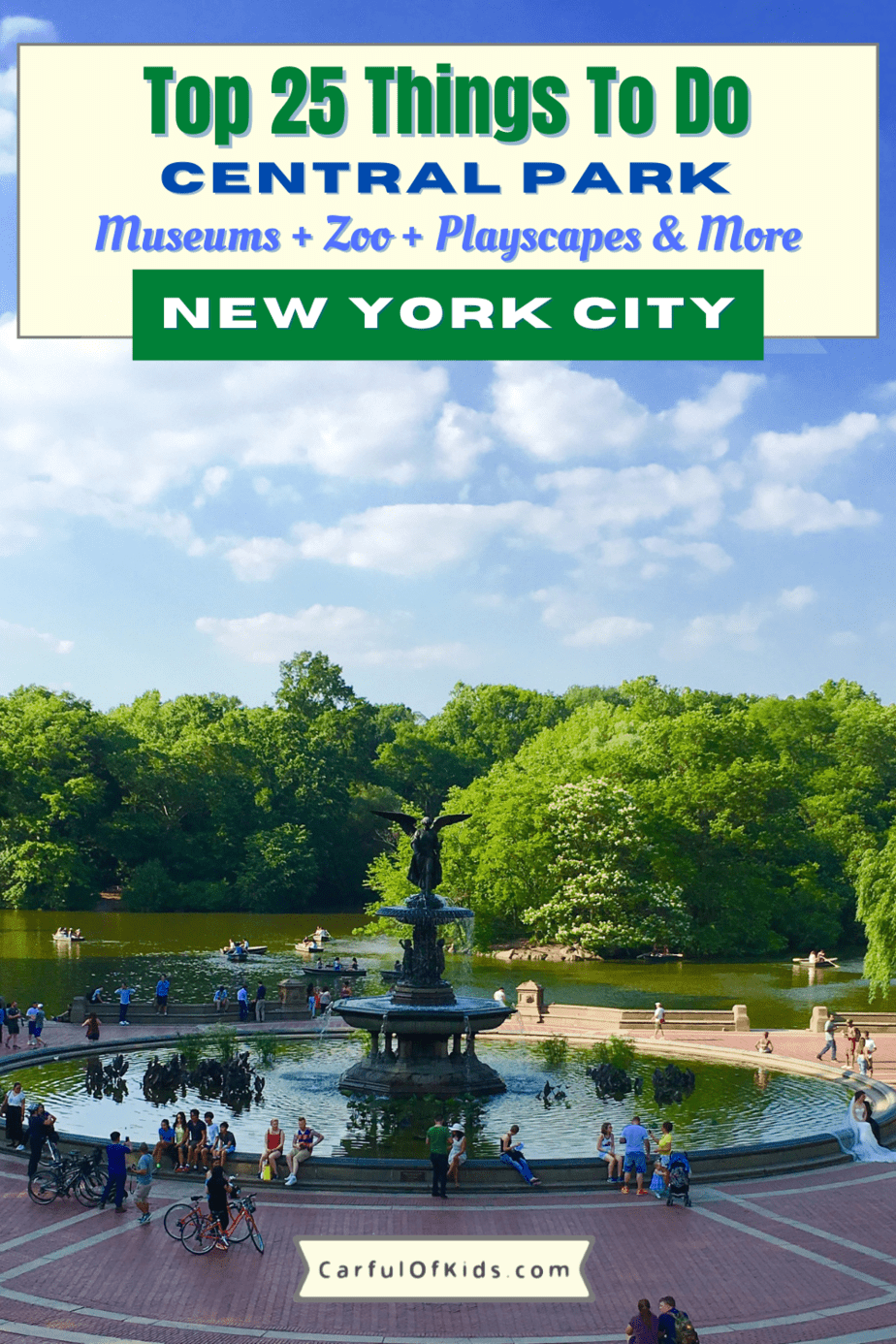 With over 800 acres, Central Park is a backyard for NYC locals as well as a top destination for visitors. . Find playscapes, lawn for picnicing, museums in or next to the park along with food carts and even a zoo.  Here's the top things to do in New York City's Central Park. Top Places to see in Central Park | Top Destinations in NYC | What to do with kids in NYC | Where to go in Central Park with Kids #CentralPark #NYC