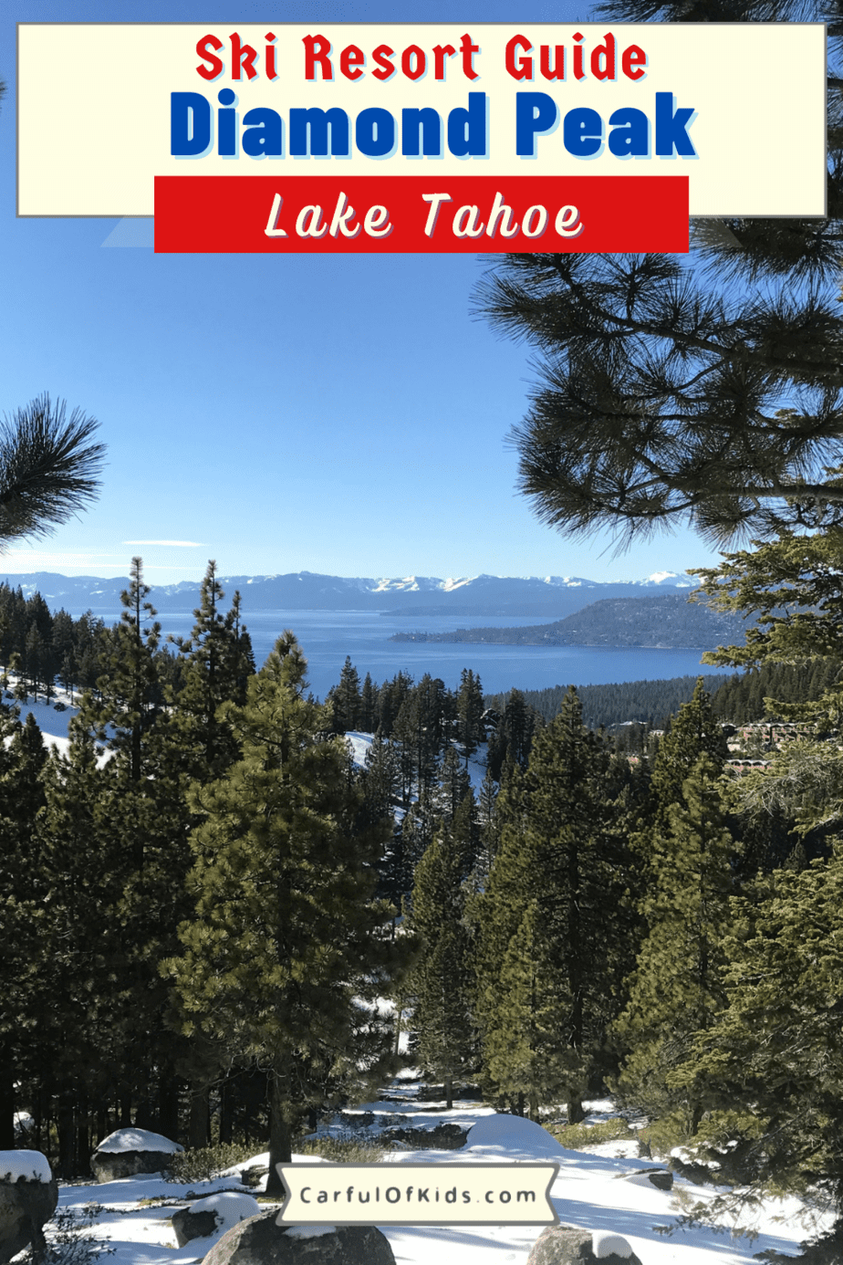 Ski like a local at Diamond Peak Ski Resort in Incline Village, Nevada, at Lake Tahoe. It's open for the 2020-2021 season with availability during peak periods. Find kids lessons for 3 and older. Located on the North Shore so find amazing views of Lake Tahoe too. Get all the details on how to ski in the 2020-2021 season with lift ticket prices and more. Where to go skiing in Lake Tahoe | Resorts in Lake Tahoe #LakeTahoe #Nevada