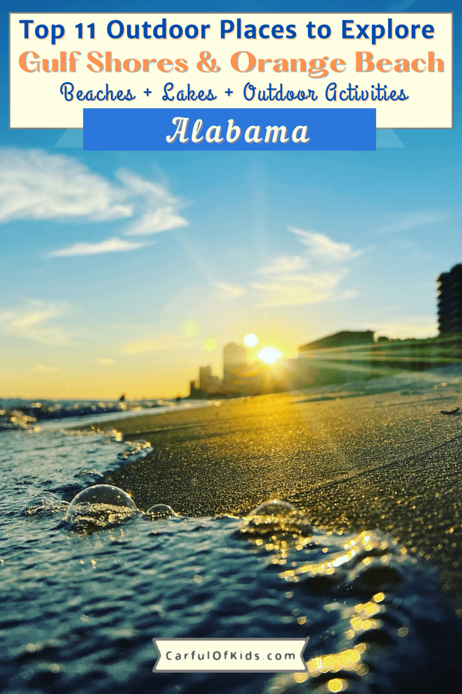 Located on the white sands and emerald water of Gulf Shores Alabama, find lots of outdoor activities like miles of beaches along with fishing and bike riding. Here's a state park that offers kayaking and find rental boats in Gulf Shores as well. Top Things to do in Gulf Shores | Alabama Beaches #GulfShores 