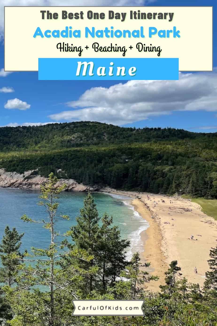 Visit Maine's Acadia National Park in One Day. See the highlights and use the free shuttle. Visit the beach, the pond and a lot more. Add Acadia National Park in Maine to your East Coast Road Trip. Got all the details to explore the oldest national park east of the Mississippi River. Find hiking, beaches and where to eat and more in this free planning guide to Acadia National Park. What to do in one day at Acadia National Park | Where to eat near Acadia National Park #Maine #NationalParks 