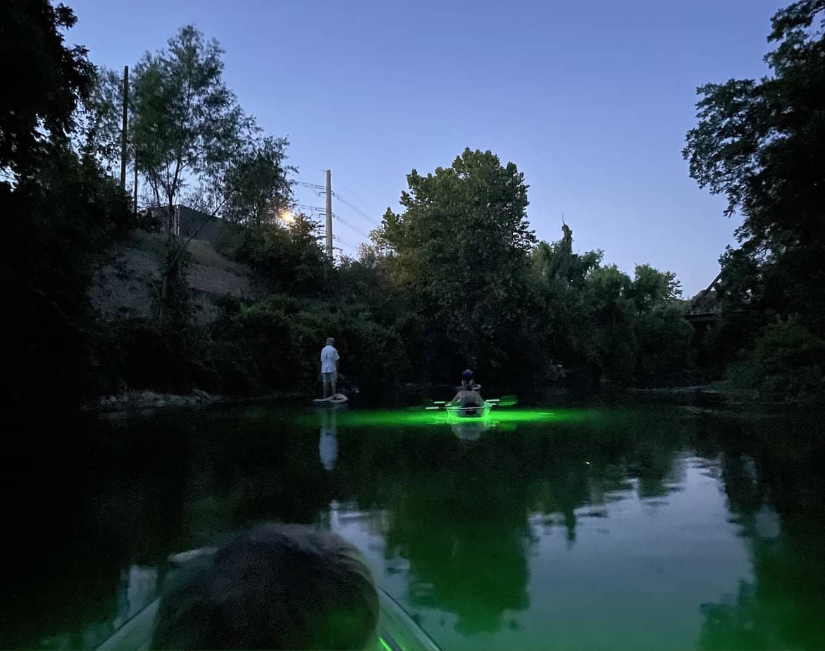 Glow in the dark clear kayak 