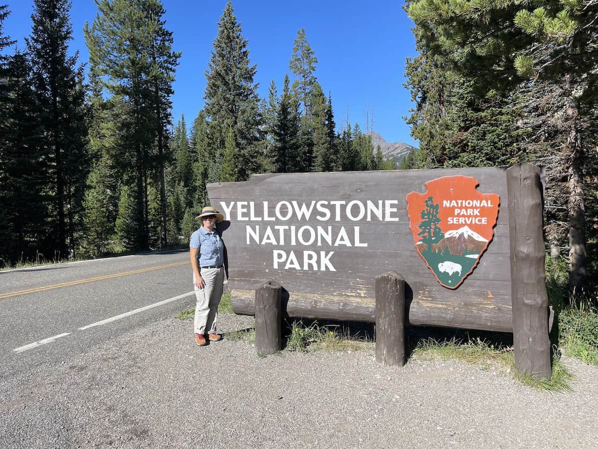 Yellowstone National Park sign. one of the top U.S. destinations for families. 