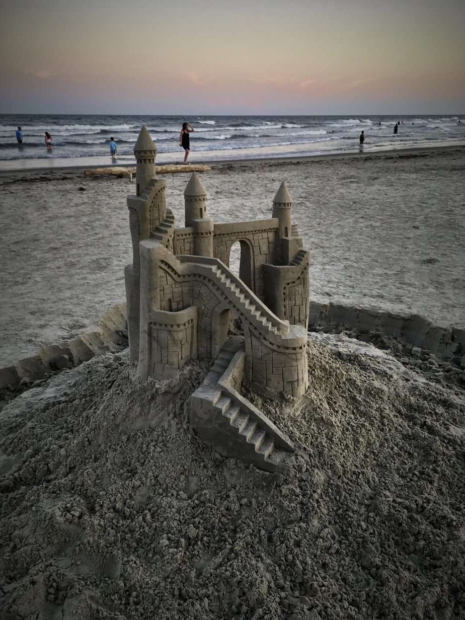 Sand castle on Galveston Beach