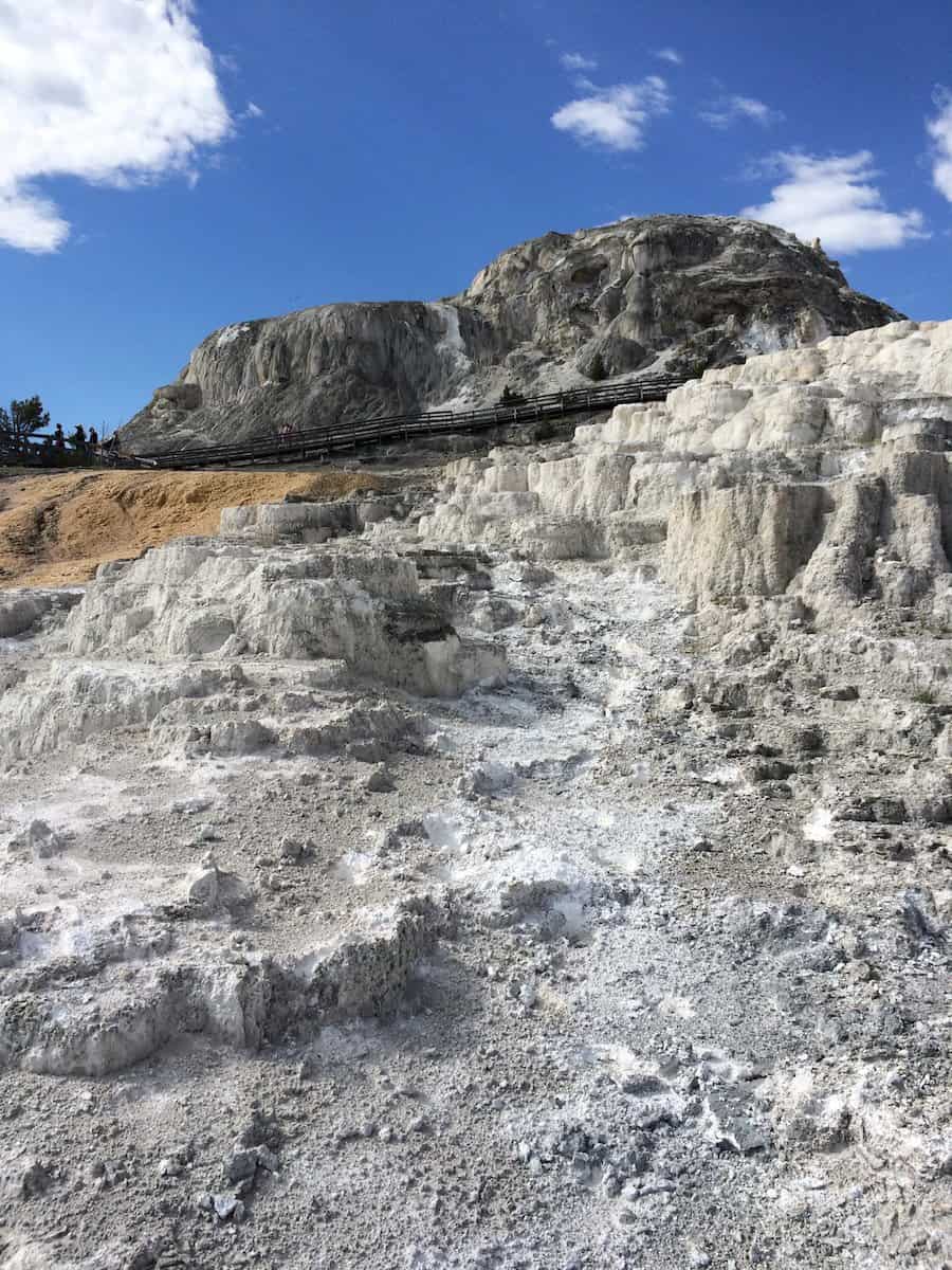 The travertine rock formations at Mammoth Hot Springs