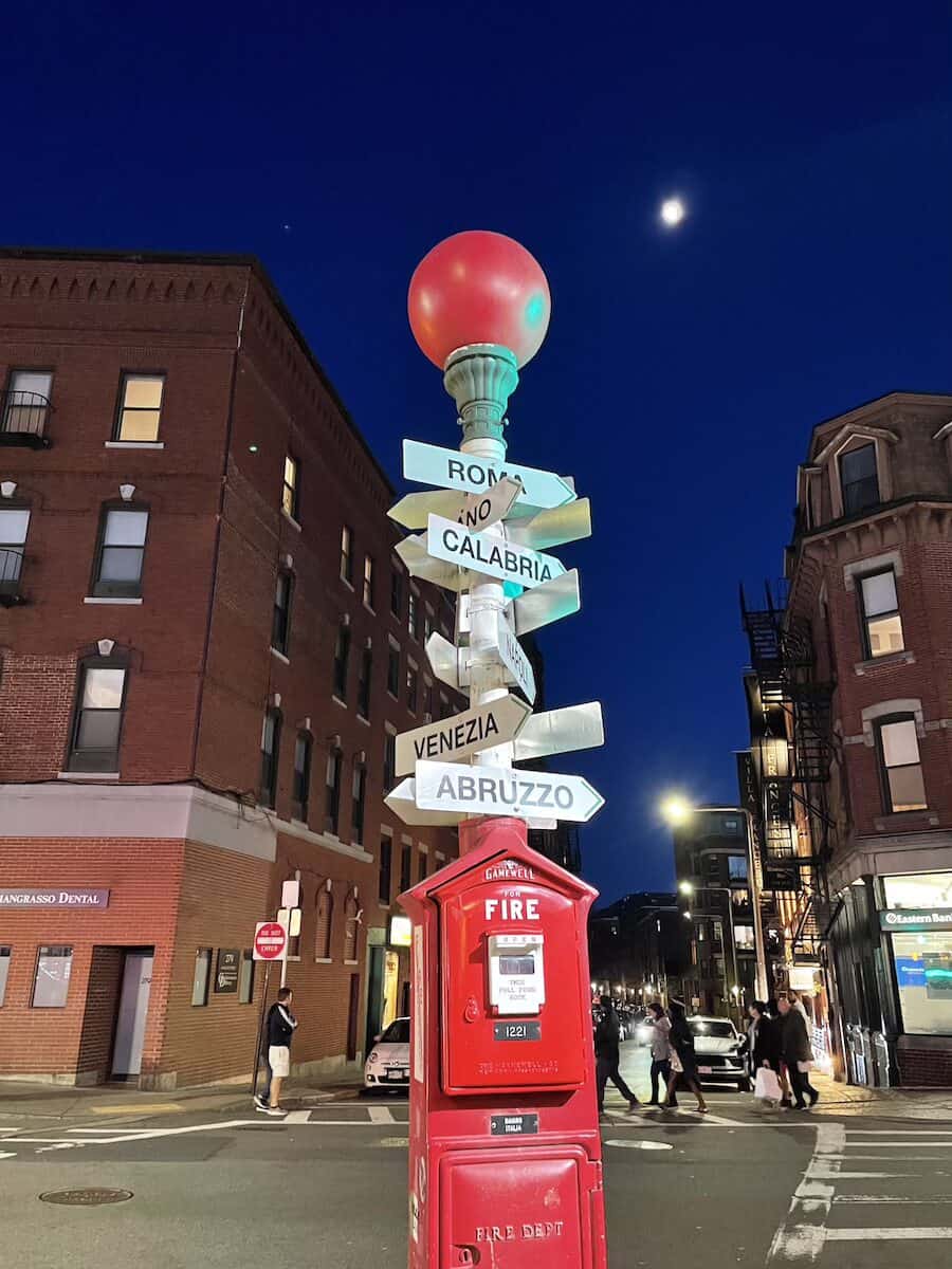 North End Italy Signpost in Boston