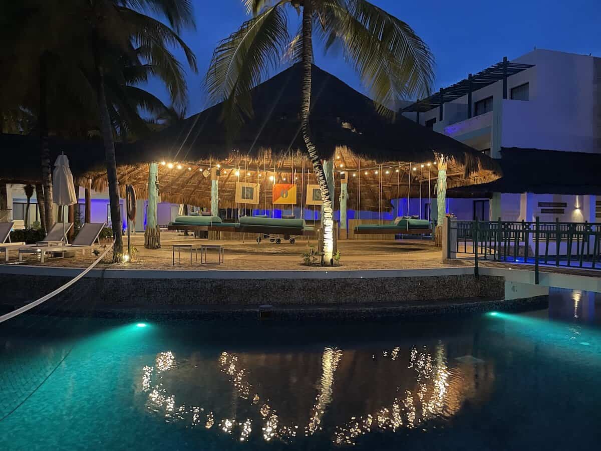 Stranded on a Sandbar pool bar at night. 
