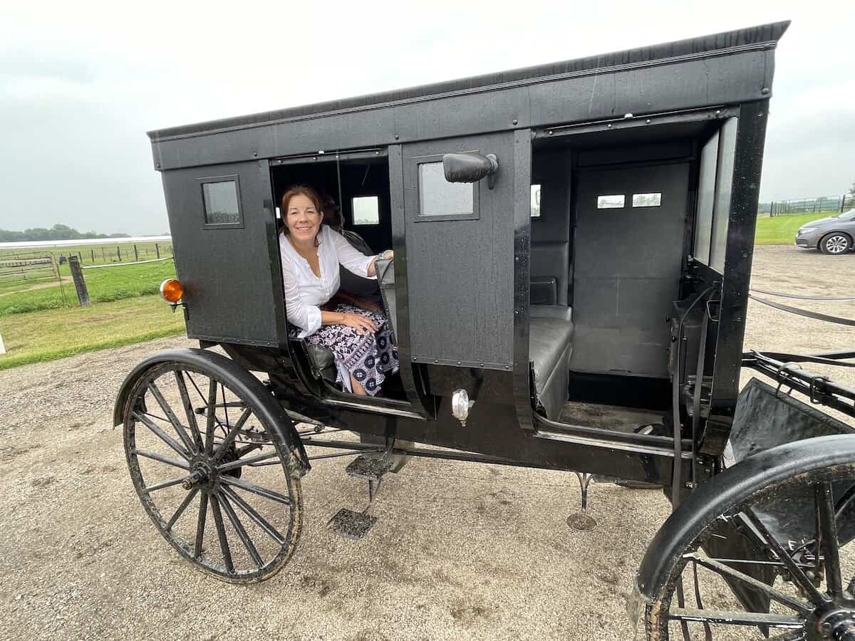 traditional Amish buggy in Shipshewana
