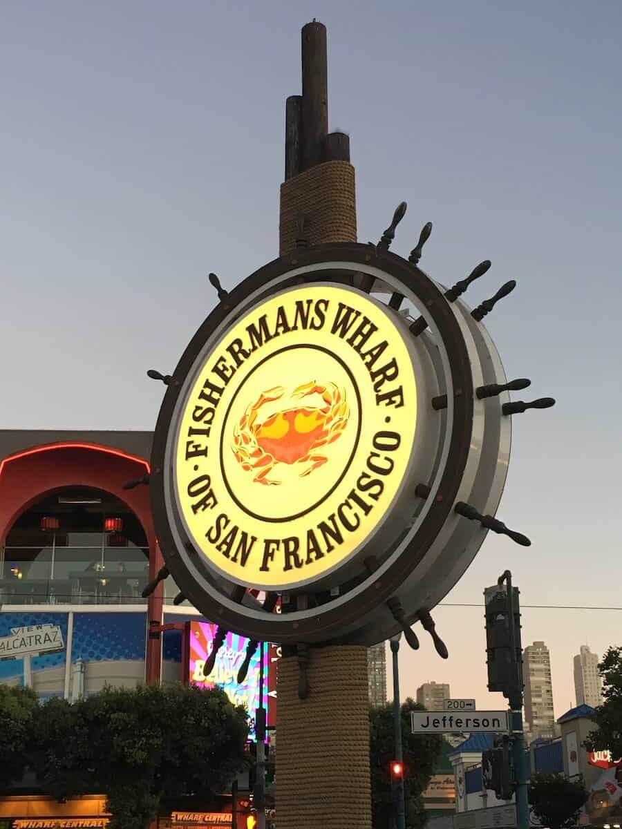 Fishermans Wharf sign.