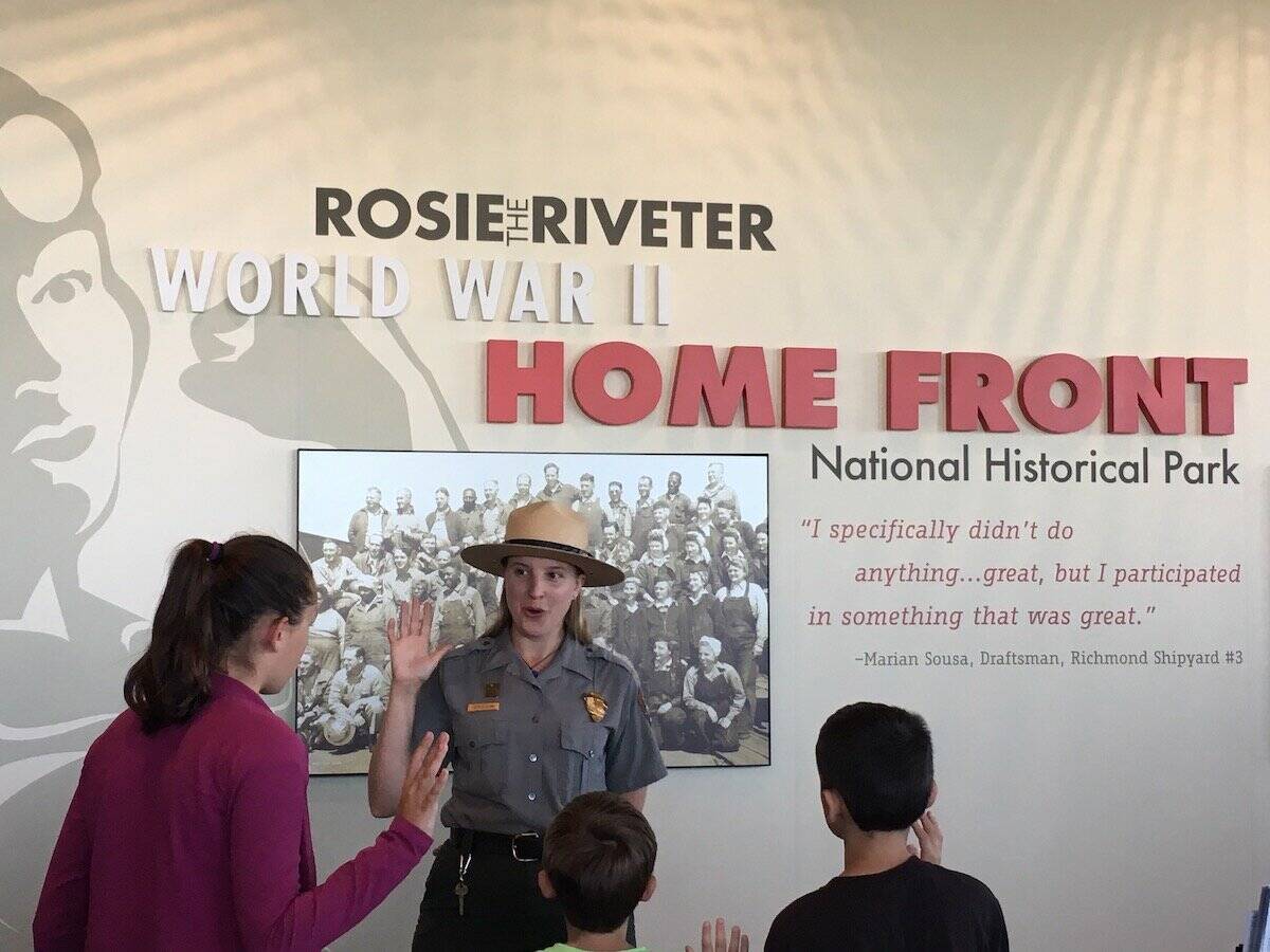 Earning our Junior Ranger badges at the Rosie the Riveter