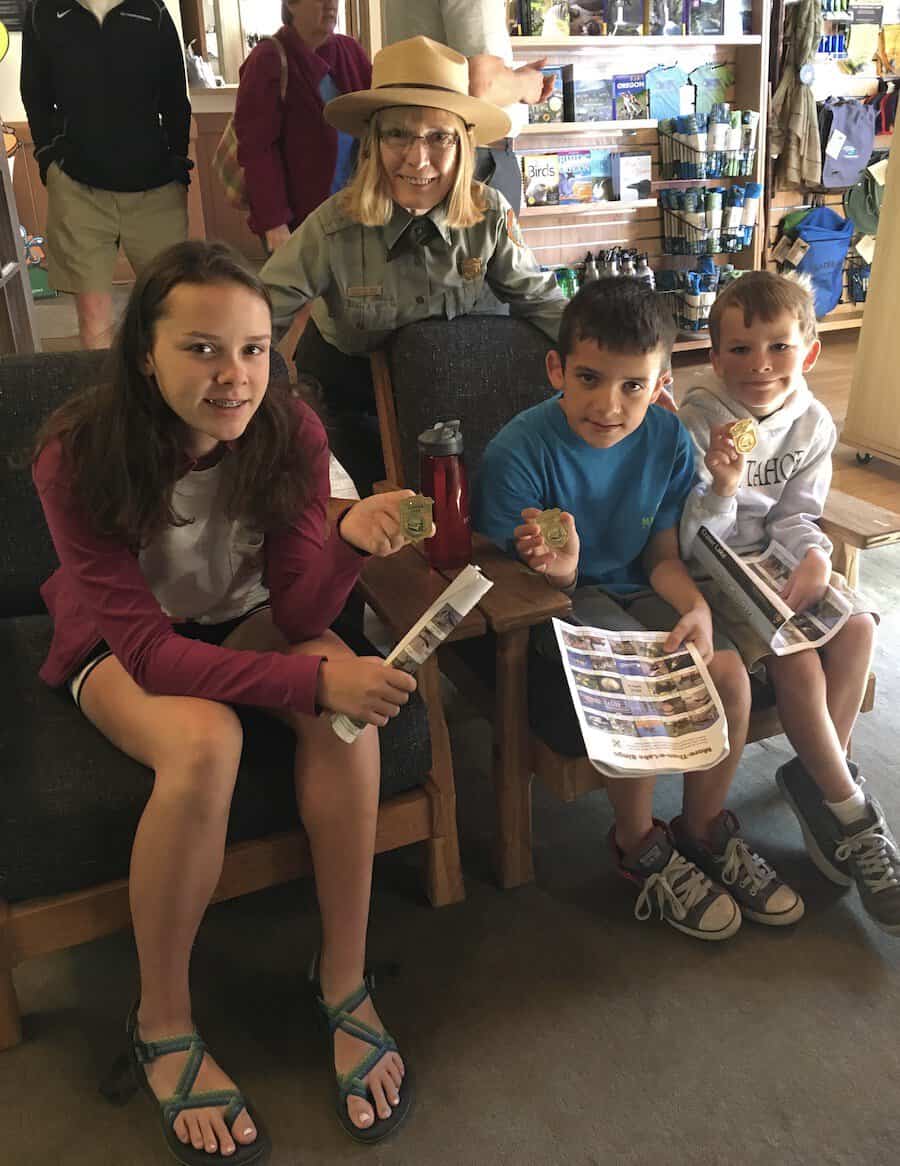 Earning a Junior Ranger badge at Crater Lake NP